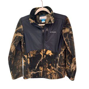 Columbia Fleece Jacket Youth Large 12/14 Camouflage Polyester Zip‎ Pockets